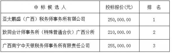 税务综合咨询服务中介机构选聘结果公示